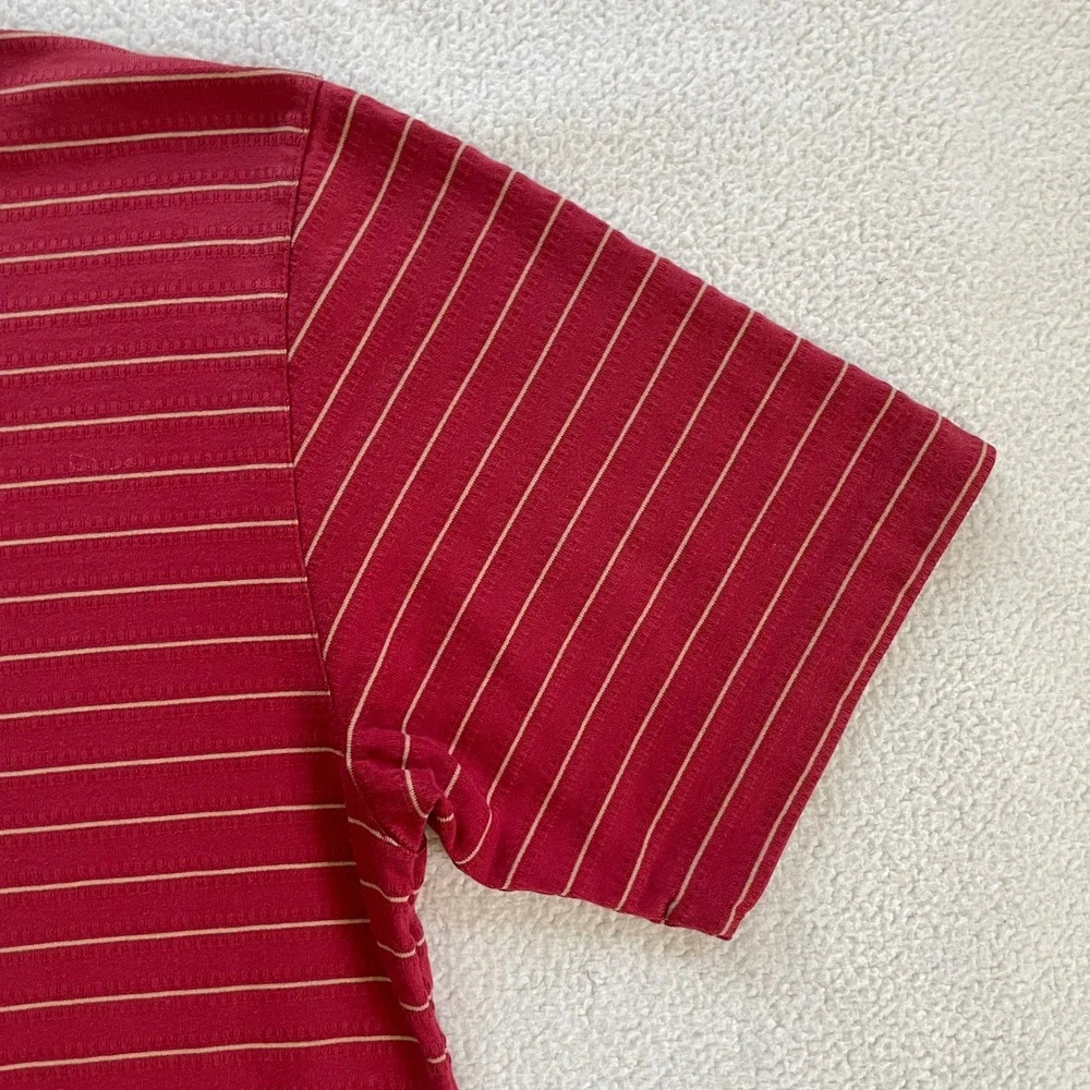 Nike Mens Medium Polo Shirt Red Tiger Woods Collection Striped Fit‎ Dry Golf